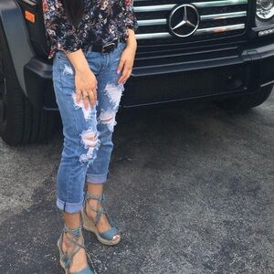 Blue Ripped and Distressed Jeans Size 3 Size 4